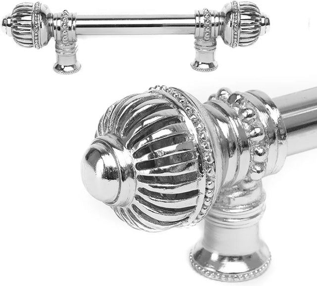 Cricket Cage 6'' cc with 5/8'' smooth center long pull large finial in Platinum. 5570-24