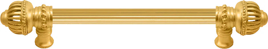Cricket Cage 6'' cc with 5/8'' reeded center long pull large finial in Gilded Mercury. 5570R-8
