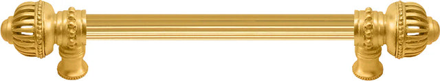 Cricket Cage 6'' cc with 5/8'' reeded center long pull large finial in Gilded Mercury. 5570R-8