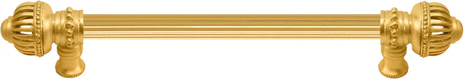 Cricket Cage 9'' cc with 5/8'' reeded center long pull large finial in Gilded Mercury. 5571R-8