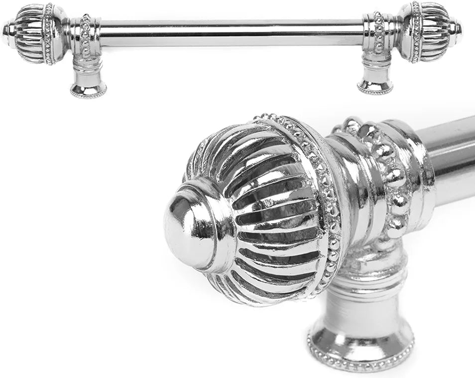 Cricket Cage 12'' cc with 5/8'' smooth center long pull large finial in Platinum. 5572-24