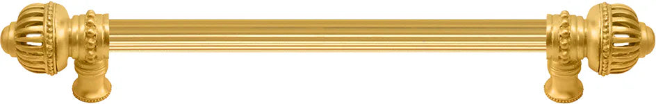 Cricket Cage 12'' cc with 5/8'' reeded center long pull large finial in Gilded Mercury. 5572R-8