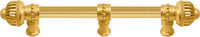 Cricket Cage 6'' cc with 5/8'' reeded center long pull & center brace large finial in Gilded Mercury. 5575R-8