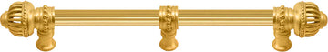 Cricket Cage 12'' cc with 5/8'' reeded center long pull & center brace large finial in Gilded Mercury. 5577R-8