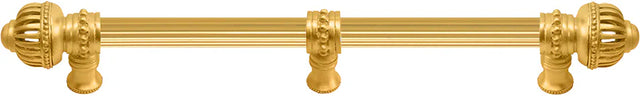 Cricket Cage 18'' cc with 5/8'' reeded center long pull & center brace large finial in Gilded Mercury. 5578R-8