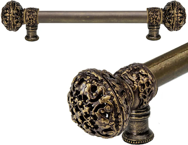 Juliane Grace 6'' cc with 5/8'' smooth center long pull large finial in Antique Brass. 5600-3