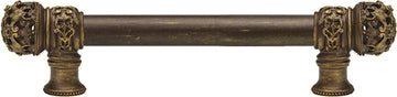Juliane Grace 6'' cc with 5/8'' smooth center long pull small finial in Antique Brass. 5610-3