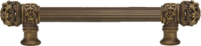 Juliane Grace 6'' cc with 5/8'' reeded center long pull small finial in Antique Brass. 5610R-3