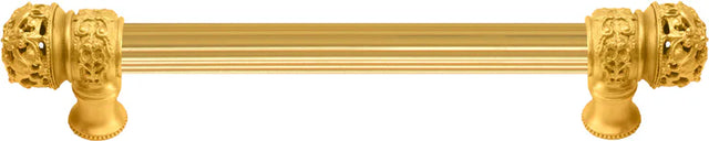 Juliane Grace 6'' cc with 5/8'' reeded center long pull small finial in Gilded Mercury. 5610R-8