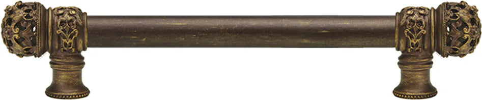 Juliane Grace 9'' cc with 5/8'' smooth center long pull small finial in Antique Brass. 5611-3