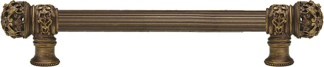 Juliane Grace 9'' cc with 5/8'' reeded center long pull small finial in Antique Brass. 5611R-3