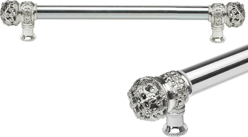 Juliane Grace 12'' cc with 5/8'' smooth center long pull small finial in Platinum. 5612-24