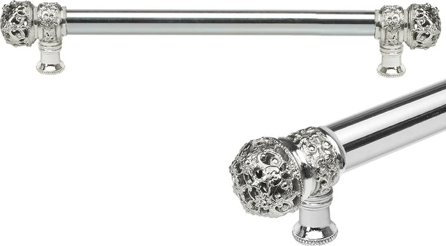 Juliane Grace 12'' cc with 5/8'' smooth center long pull small finial in Platinum. 5612-24