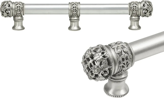 Juliane Grace 9'' cc with 5/8'' smooth center long pull & center brace small finial in Satin. 5616-11