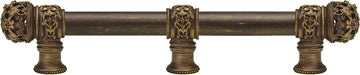 Juliane Grace 9'' cc with 5/8'' smooth center long pull & center brace small finial in Antique Brass. 5616-3