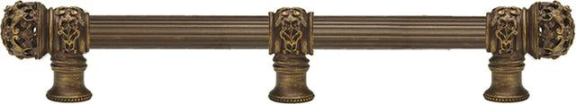 Juliane Grace 12'' cc with 5/8'' reeded center long pull & center brace small finial in Antique Brass. 5617R-3
