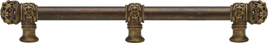 Juliane Grace 18'' cc with 5/8'' smooth center long pull & center brace small finial in Antique Brass. 5618-3