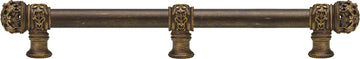 Juliane Grace 18'' cc with 5/8'' smooth center long pull & center brace small finial in Antique Brass. 5618-3