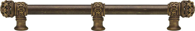 Juliane Grace 18'' cc with 5/8'' smooth center long pull & center brace small finial in Antique Brass. 5618-3