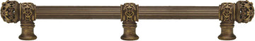Juliane Grace 18'' cc with 5/8'' reeded center long pull & center brace small finial in Antique Brass. 5618R-3