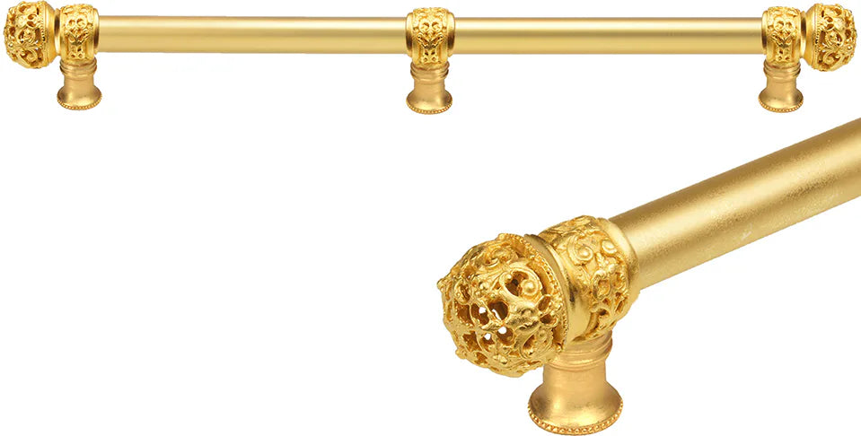 Juliane Grace 22'' cc with 5/8'' smooth center long pull & center brace small finial in Gilded Mercury. 5619-8