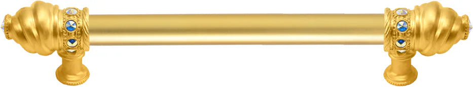 Caché 6'' cc with 5/8'' smooth center long pull with 16 rivoli Swarovski Aurore Boreale Crystals 5670-8AB
