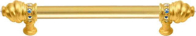 Caché 6'' cc with 5/8'' smooth center long pull with 16 rivoli Swarovski Aurore Boreale Crystals 5670-8AB