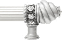 Cache Caché 6'' cc with 5/8'' reeded center long pull with 16 rivoli Swarovski Clear Crystals in Satin 5670R-11C
