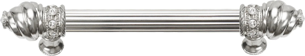 Caché 6'' cc with 5/8'' reeded center long pull with 16 rivoli Swarovski Clear Crystals in Platinum 5670R-24C