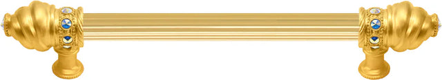 Caché 6'' cc with 5/8'' reeded center long pull with 16 rivoli Swarovski Aurore Boreale Crystals 5670R-8AB
