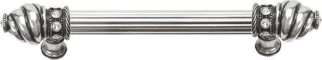 Caché 6'' cc with 5/8'' reeded center long pull with 16 rivoli Swarovski Clear Crystals in Chalice. 5670R-9C