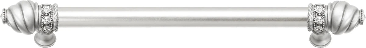 Caché 9'' cc with 5/8'' smooth center long pull with 16 rivoli Swarovski Clear Crystals in Satin 5671-11C