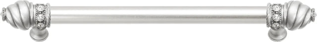 Caché 9'' cc with 5/8'' smooth center long pull with 16 rivoli Swarovski Clear Crystals in Satin 5671-11C