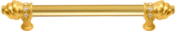 Caché 9'' cc with 5/8'' smooth center long pull with 16 rivoli Swarovski Clear Crystals in Gilded Mercury. 5671-8C