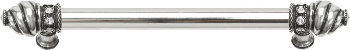 Caché 9'' cc with 5/8'' smooth center long pull with 16 rivoli Swarovski Clear Crystals in Chalice. 5671-9C