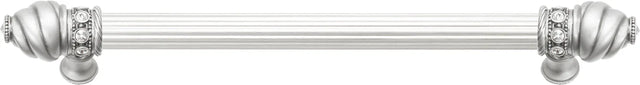 Caché 9'' cc with 5/8'' reeded center long pull with 16 rivoli Swarovski Clear Crystals in Satin 5671R-11C