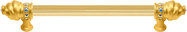 Caché 9'' cc with 5/8'' reeded center long pull with 16 rivoli Swarovski Aurore Boreale Crystals 5671R-8AB