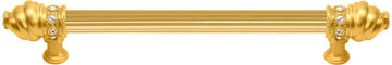 Caché 9'' cc with 5/8'' reeded center long pull with 16 rivoli Swarovski Clear Crystals in Gilded Mercury. 5671R-8C