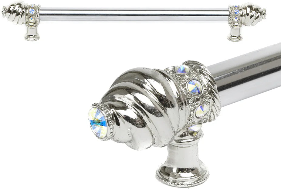 Caché 12'' cc with 5/8'' smooth center long pull with 16 rivoli Swarovski Aurore Boreale Crystals 5672-24AB