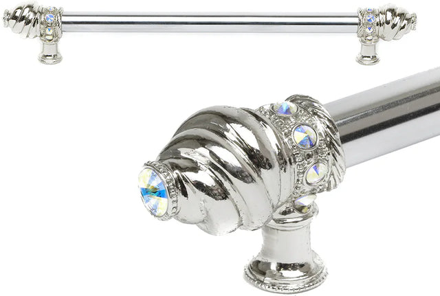 Caché 12'' cc with 5/8'' smooth center long pull with 16 rivoli Swarovski Aurore Boreale Crystals 5672-24AB