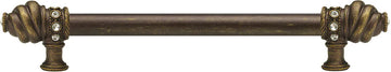 Caché 12'' cc with 5/8'' smooth center long pull with 16 rivoli Swarovski Clear Crystals in Antique Brass. 5672-3C