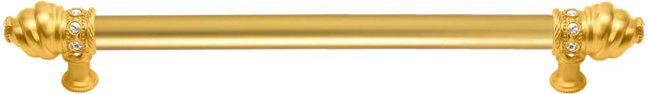 Caché 12'' cc with 5/8'' smooth center long pull with 16 rivoli Swarovski Clear Crystals in Gilded Mercury. 5672-8C