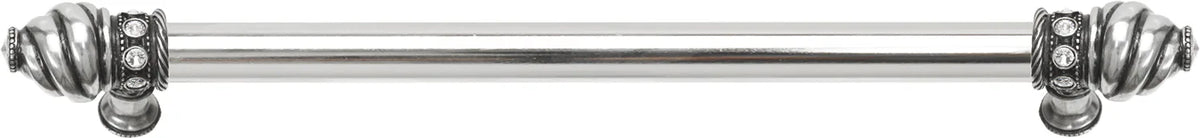 Caché 12'' cc with 5/8'' smooth center long pull with 16 rivoli Swarovski Clear Crystals in Chalice. 5672-9C