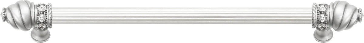 Caché 12'' cc with 5/8'' reeded center long pull with 16 rivoli Swarovski Clear Crystals in Satin 5672R-11C