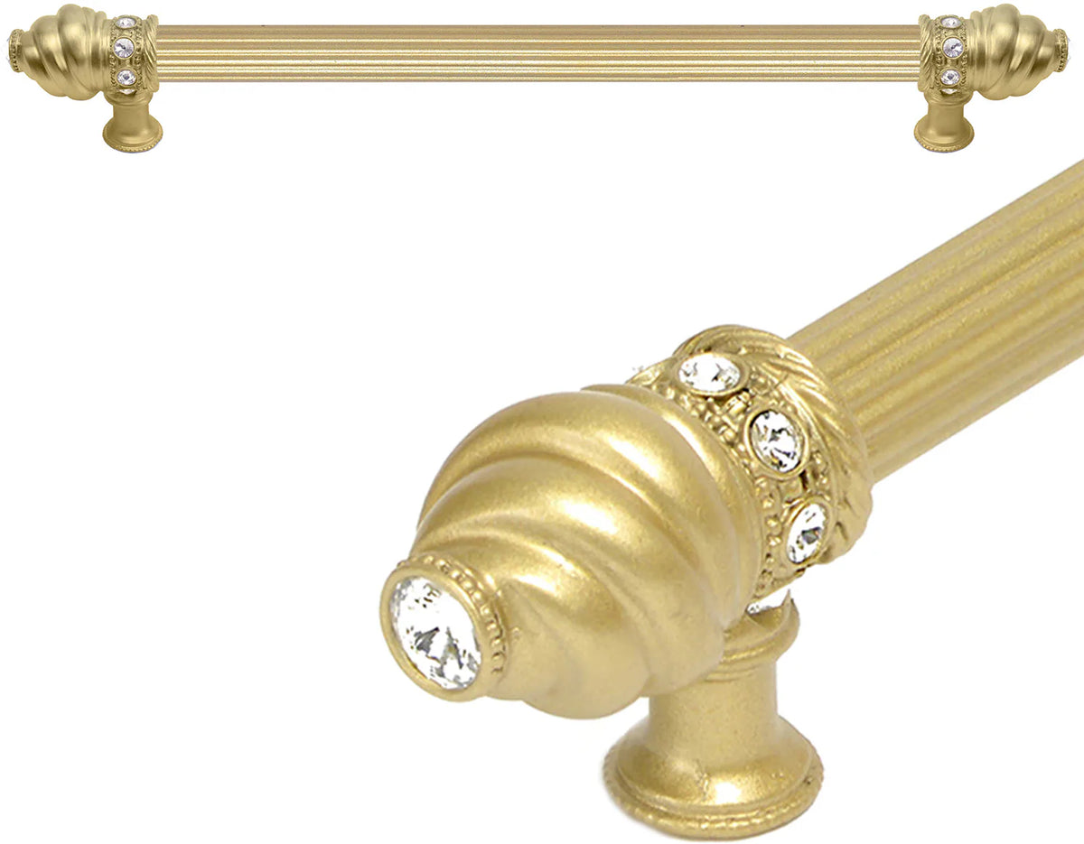 Caché 12'' cc with 5/8'' reeded center long pull with 16 rivoli Swarovski Clear Crystals in Soft Gold 5672R-27C