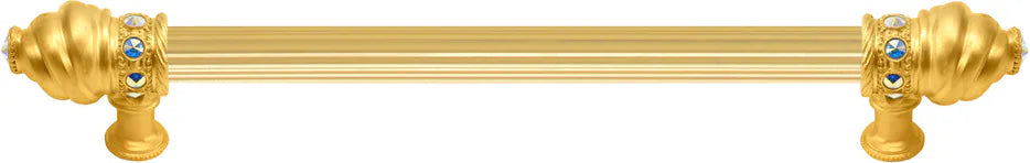 Caché 12'' cc with 5/8'' reeded center long pull with 16 rivoli Swarovski Aurore Boreale Crystals 5672R-8AB
