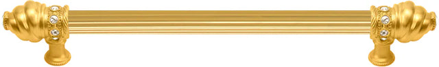 Caché 12'' cc with 5/8'' reeded center long pull with 16 rivoli Swarovski Clear Crystals in Gilded Mercury. 5672R-8C