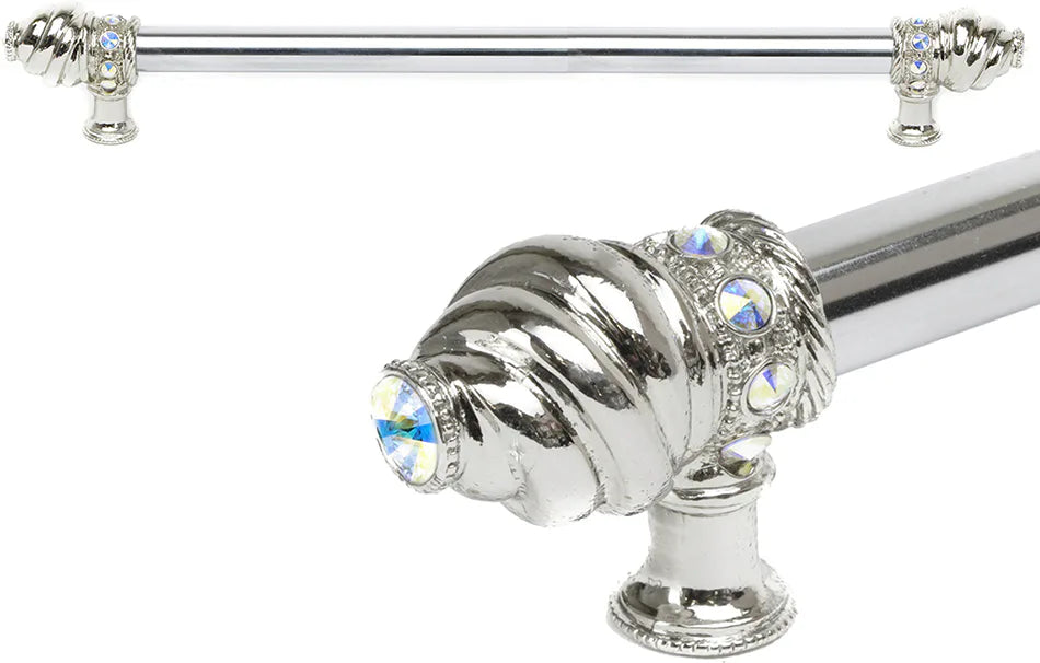 Caché 18'' cc with 5/8'' smooth center long pull with 16 rivoli Swarovski Aurore Boreale Crystals 5673-24AB