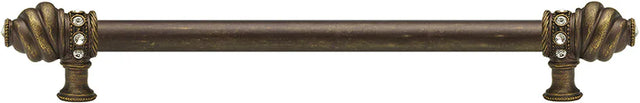 Caché 18'' cc with 5/8'' smooth center long pull with 16 rivoli Swarovski Clear Crystals in Antique Brass. 5673-3C