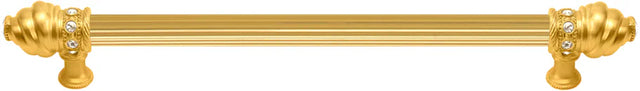 Caché 18'' cc with 5/8'' reeded center long pull with 16 rivoli Swarovski Clear Crystals in Gilded Mercury. 5673R-8C